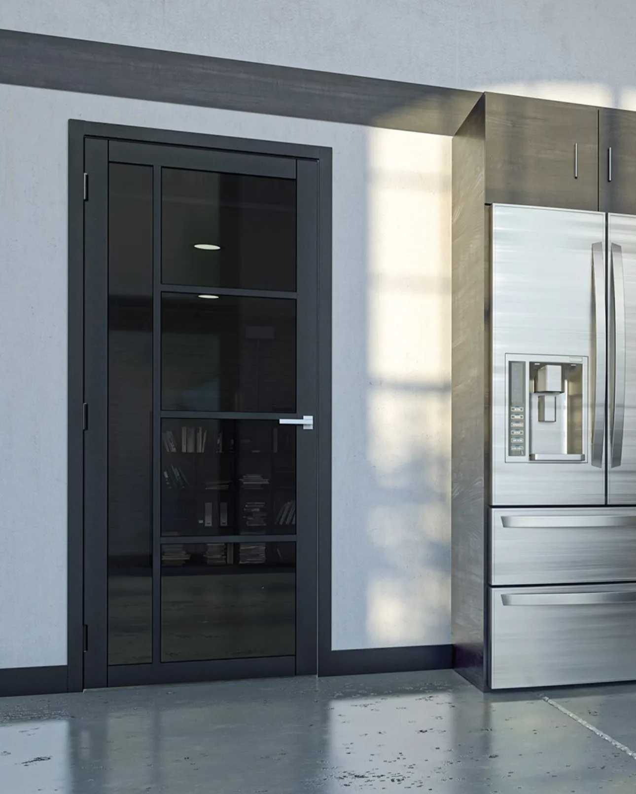 Prefinished black Brixton-style glazed door