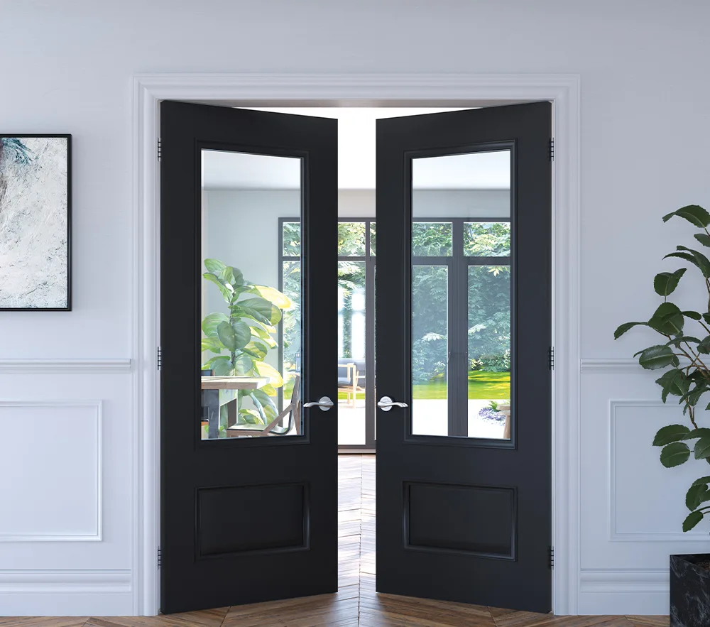 Black walnut glazed double doors